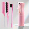 4-Piece Hairdressing Tools Set – Spray Bottle, Combs & Edge Brush