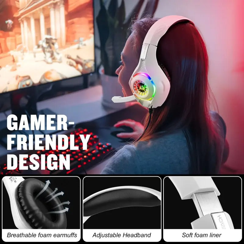 Gaming Headset with Mic & LED Lights